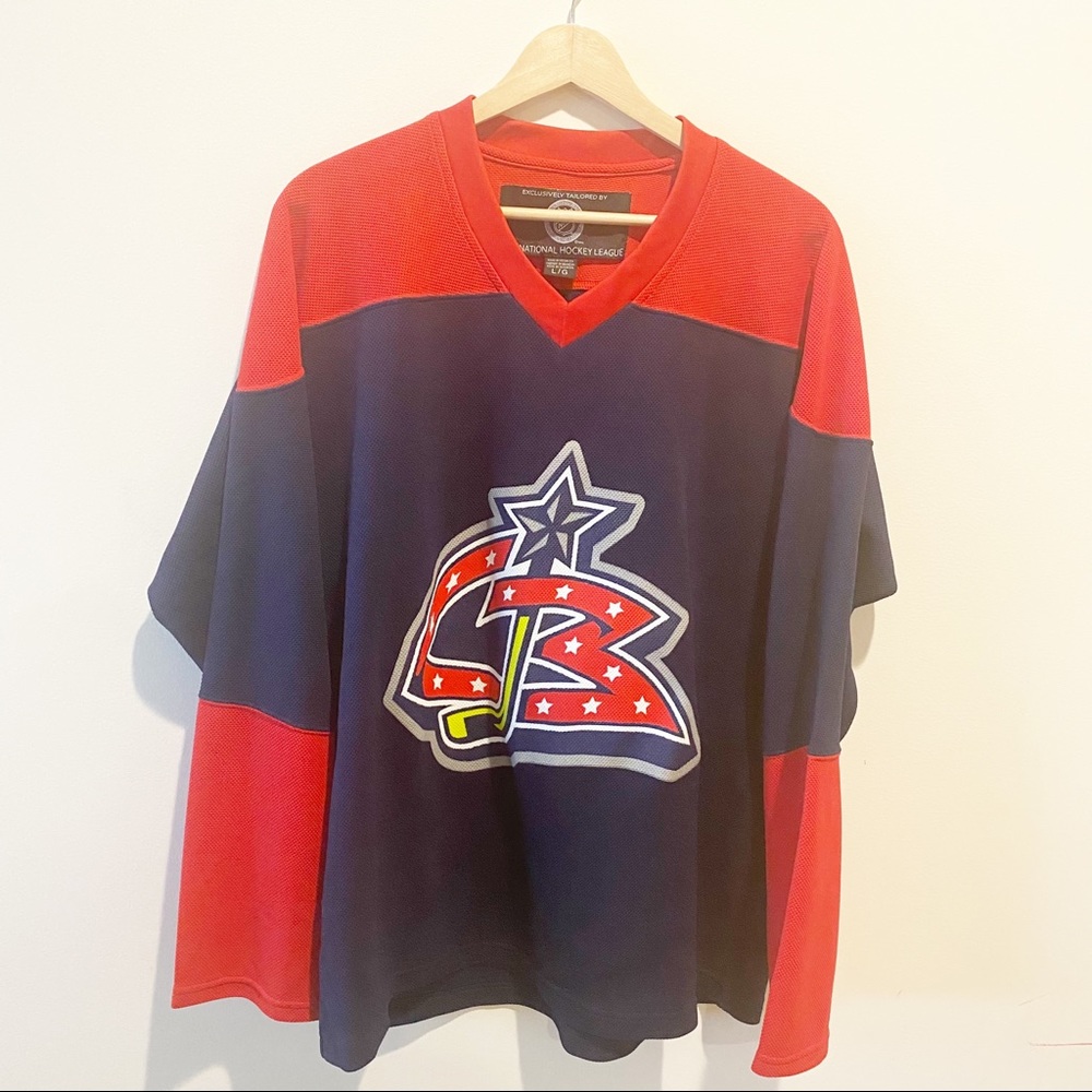 NHL Columbus Blue Jackets Navy and Red Hockey Jersey
